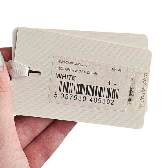 Ted Baker NWOT White Midi Skirt With Faux Waist Tie and Flowers Sz 1 4 - Picture 14 of 16